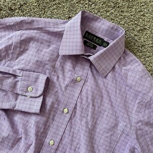 Lauren Ralph Lauren Purple‎ Plaid Button-Up Dress Shirt Men’s 15 32/33